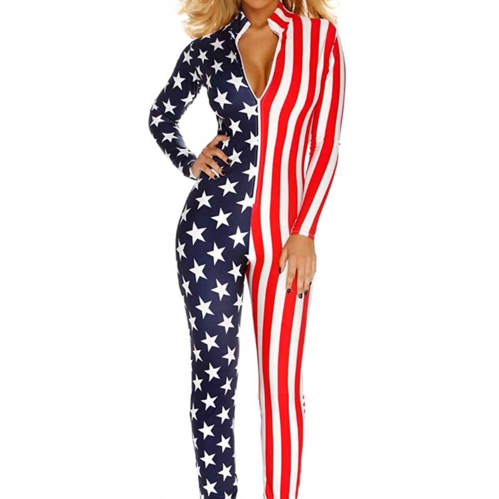 Forplay American flag stars & stripes catsuit